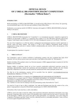 OFFICIAL RULES OF L`OREAL BRANDSTORM 2016