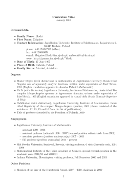 B locki &bull; First Name: Zbigniew &bull; Contact Information: Jagiellon