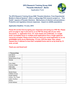 DFG Research Training Group 2046 &ldquo;Parasite Infections&rdquo;, Berlin