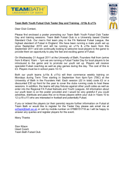 Player Registration Form for Team Bath Futsal Youth Taster Day