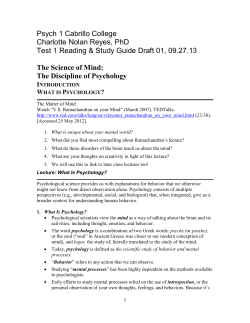 Chapter One: The Science of the Mind