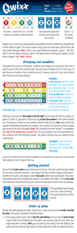 Crossing out numbers Getting started Order of play