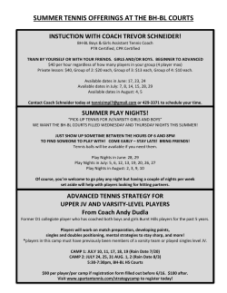 SUMMER TENNIS OFFERINGS AT THE BH-BL