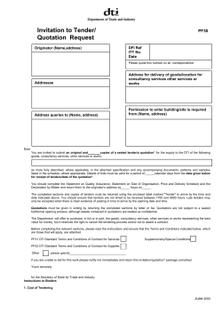 Invitation to Tender - UK Government Web Archive