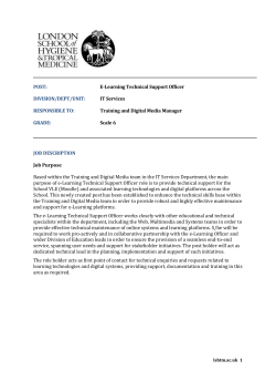 POST: E-Learning Technical Support Officer DIVISION/DEPT/UNIT