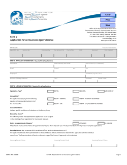 Application for an Insurance Agent`s Licence