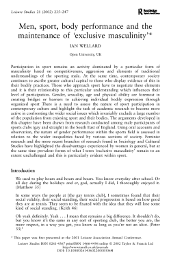 Men, sport, body performance and the maintenance of `exclusive