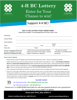 Leaders: Order your ticket books today! - BC 4-H