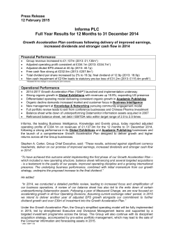 Informa PLC Full Year Results for 12 Months to 31 December 2014