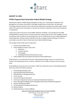 AUGUST 12, 2016 ATARC Proposes Next Generation Federal