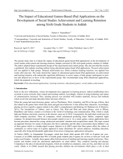 The Impact of Educational Games-Based iPad Applications on the