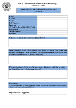 Hostel Room# Name Roll Number Program (B.Tech/M.Tech/MSc