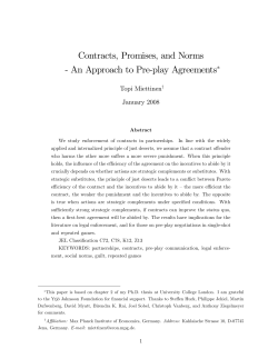 Contracts, Promises, and Norms # An Approach to Pre#play