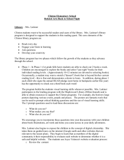 Clinton Elementary School Related Arts Back to School Night