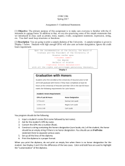 COSC1306 Spring 2017 Assignment 3: Conditional Statements [1