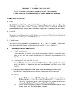 OFSAA BOYS` HOCKEY CHAMPIONSHIP