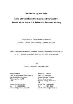 Dominance by Birthright: Entry of Prior Radio Producers and
