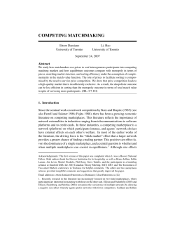 competing matchmaking - Computing in the Humanities and Social