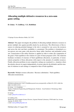 Allocating multiple defensive resources in a zero