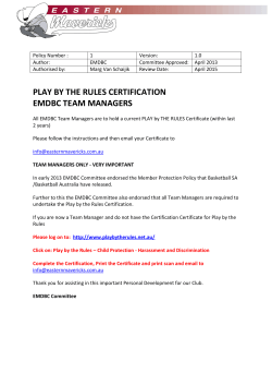 1 Play by the Rules Certification &ndash; Team Managers
