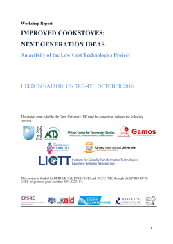 improved cookstoves: next generation ideas