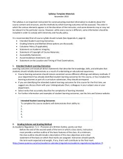 Syllabus Template Materials November 2015 The syllabus is an