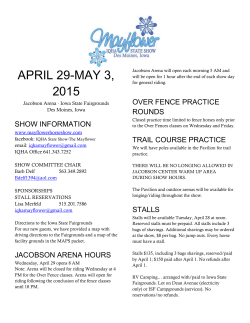 APRIL 29-MAY 3, 2015 Jacobson Arena ∙ Iowa State Fairgrounds