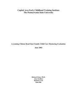 Lycoming Clinton Head Start Family Child Care Mentoring Evaluation