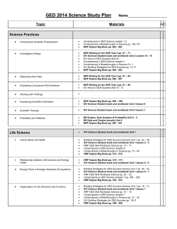 GED 2014 science materials correlation