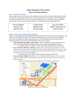 Johns Hopkins University Move-In Instructions Johnny Hopkins