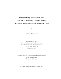Forecasting Success in the National Hockey League using In