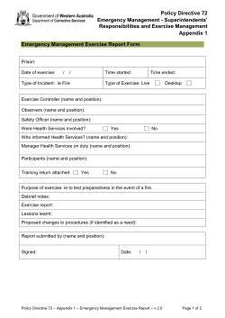 Policy Directive 72 - Appendix 1 - Emergency Management Exercise