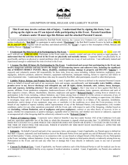 Event Waiver ASSUMPTION OF RISK, RELEASE AND LIABILITY
