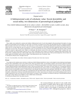 A bidimensional scale of scholastic value: Social