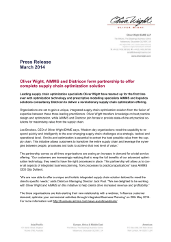 Oliver Wight, AIMMS and Districon form partnership to offer complete