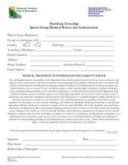 Hamburg Township Sports Group Medical Waiver and Authorization