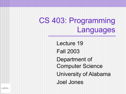 Lecture 1 - CS 403/503: Programming Languages