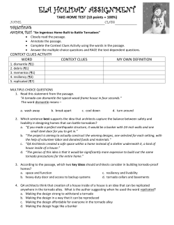 ELA HOLIDAY ASSIGNMENT TAKE-HOME TEST (10 points = 100%)