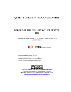 quality of life in the game industry report of the quality of life survey