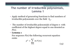 The number of irreducible polynomials, Lemma 1