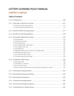 Lottery Licensing Policy Manual: Chapter 5 (2015/06)