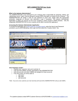 NIPR ADMINISTRATOR User Guide Industry