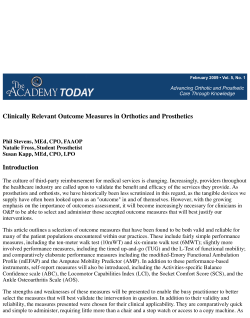 Clinically Relevant Outcome Measures in