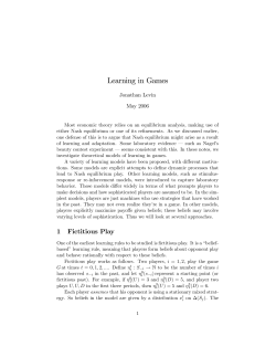 Learning in Games - Stanford University