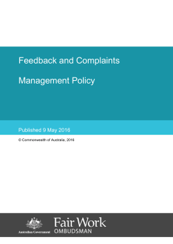 Feedback and complaints management policy