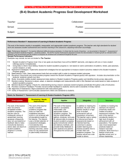 Student Academic Progress Goal Development Worksheet