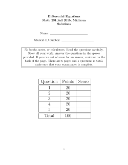 Question Points Score 1 20 2 20 3 20 4 20 5 20 Total 100