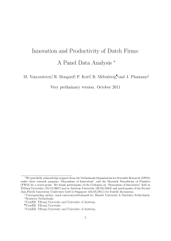 Innovation and Productivity of Dutch Firms: A