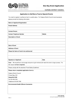 One Day Event Application Application to Sell/Serve Food at Special