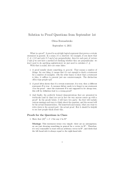 Solution to Proof Questions from September 1st